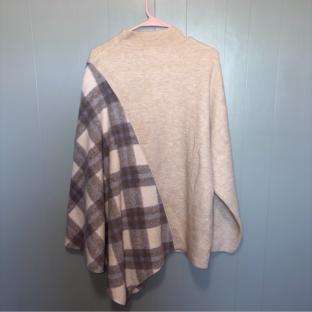 Anthropologie Pilcro Mixed Purple Plaid Poncho OS - Picture 8 of 8